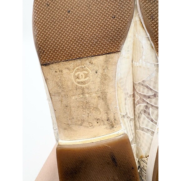 Chanel Ballet Flats White & Cream Tweed & Lace CC Logo Sz EU 35.5 5.5 - Picture 13 of 13